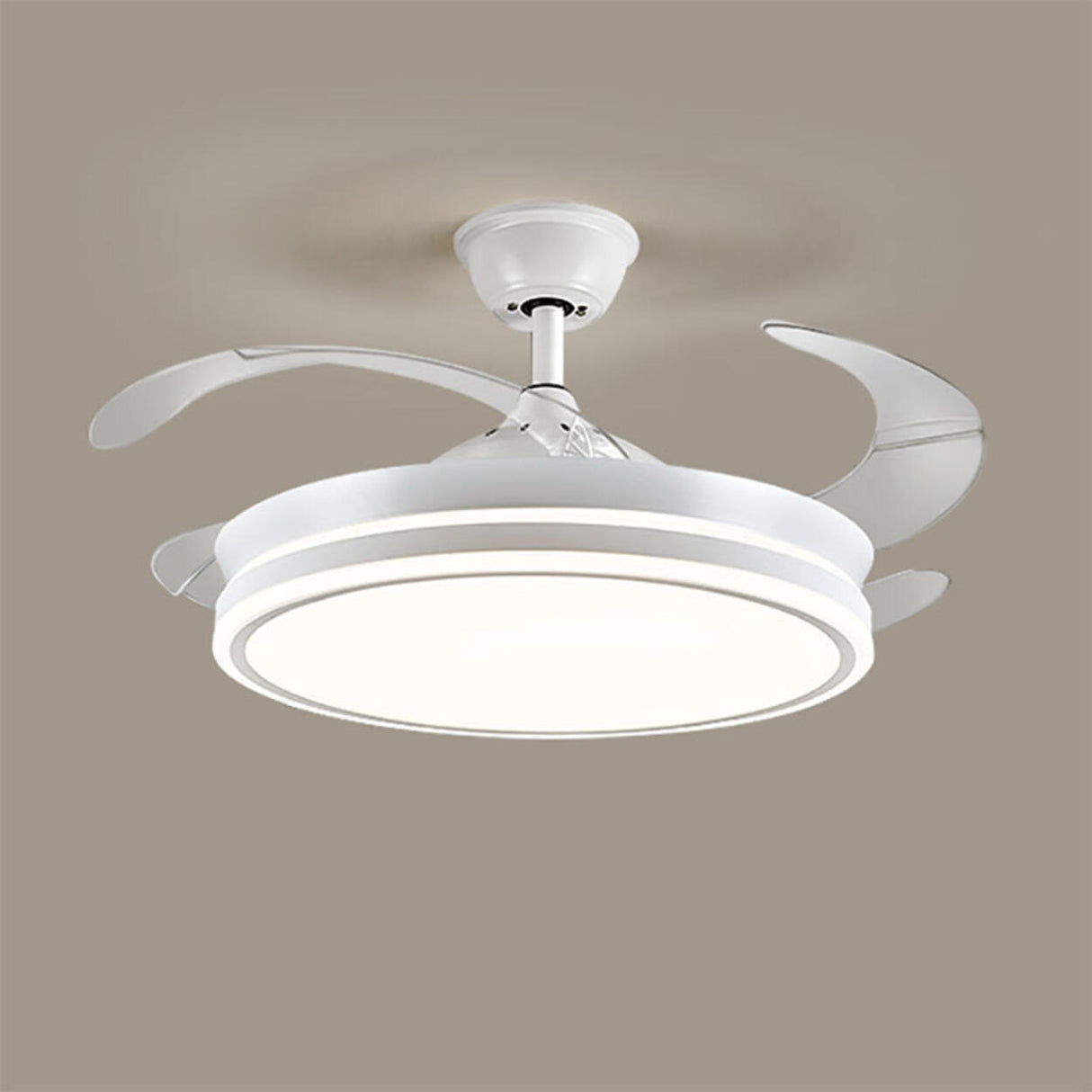 Modern Down Rod 3 Clear Blade LED Ceiling Fan Light Image - 7