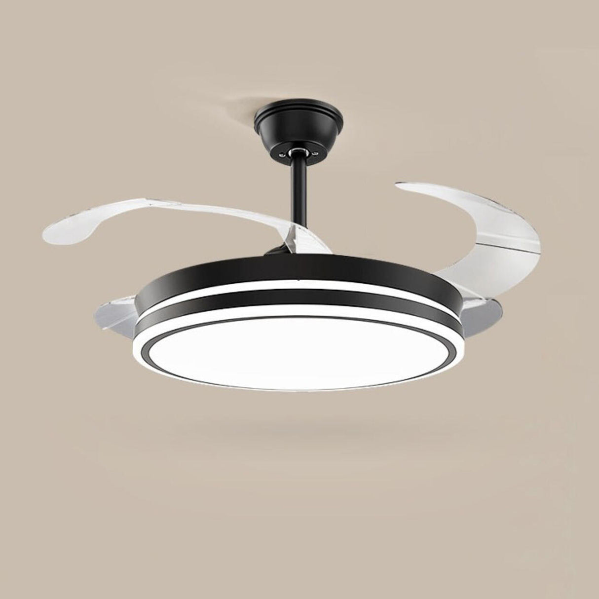 Modern Down Rod 3 Clear Blade LED Ceiling Fan Light Image - 8