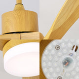 Modern Down Rod Wooden 3 Blade LED Ceiling Fan Light Image - 11