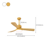 Modern Down Rod Wooden 3 Blade LED Ceiling Fan Light #size