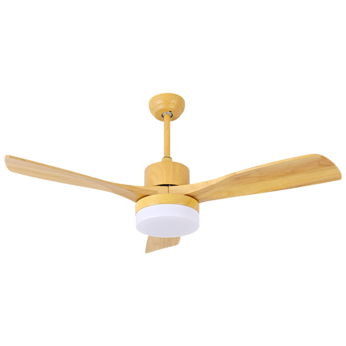 Modern Down Rod Wooden 3 Blade LED Ceiling Fan Light Image - 5