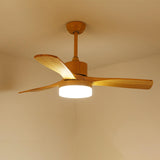 Modern Down Rod Wooden 3 Blade LED Ceiling Fan Light Image - 6