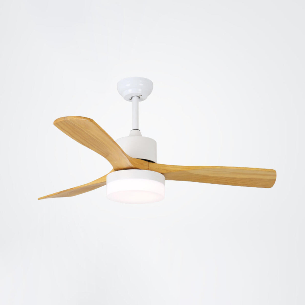 Modern Down Rod Wooden 3 Blade LED Ceiling Fan Light Image - 7