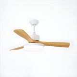 Modern Down Rod Wooden 3 Blade LED Ceiling Fan Light Image - 9