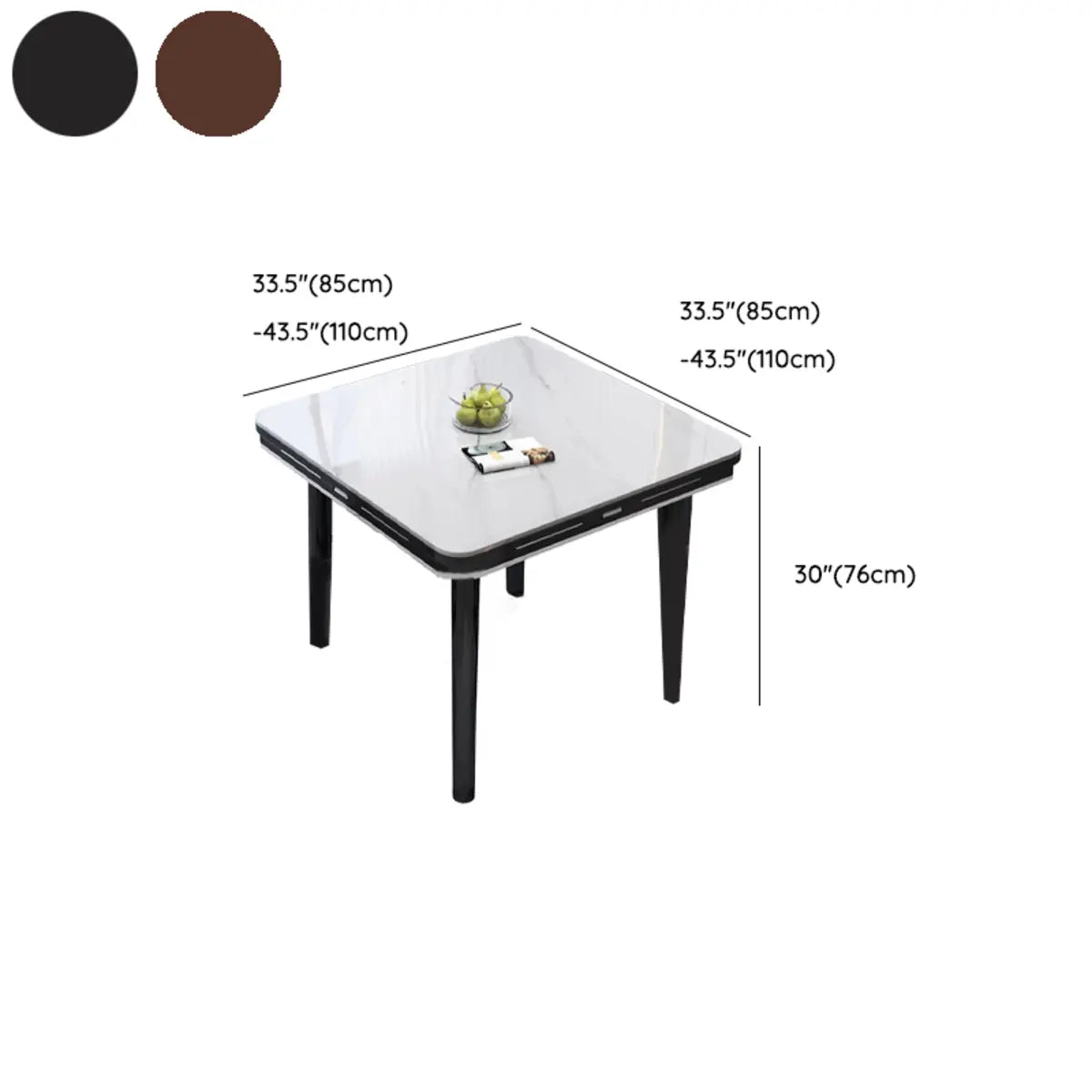 Modern Drop-Leaf Extendable Stone Round Dining Table 