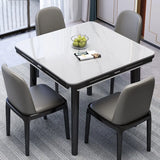 Modern Drop-Leaf Extendable Stone Round Dining Table Image - 2