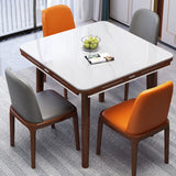 Modern Drop-Leaf Extendable Stone Round Dining Table Image - 3