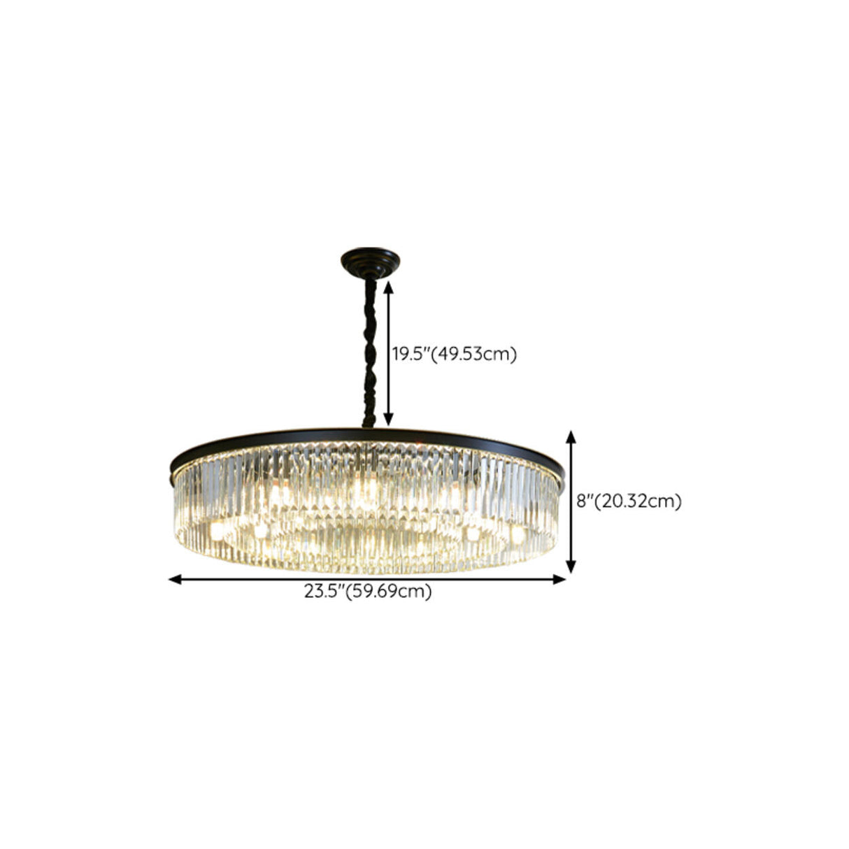 Modern Drum Adjustable Height Crystal Chandelier Image - 15