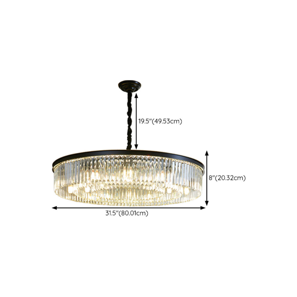 Modern Drum Adjustable Height Crystal Chandelier Image - 16