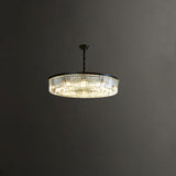 Modern Drum Adjustable Height Crystal Chandelier Image - 2