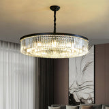 Modern Drum Adjustable Height Crystal Chandelier Image - 6