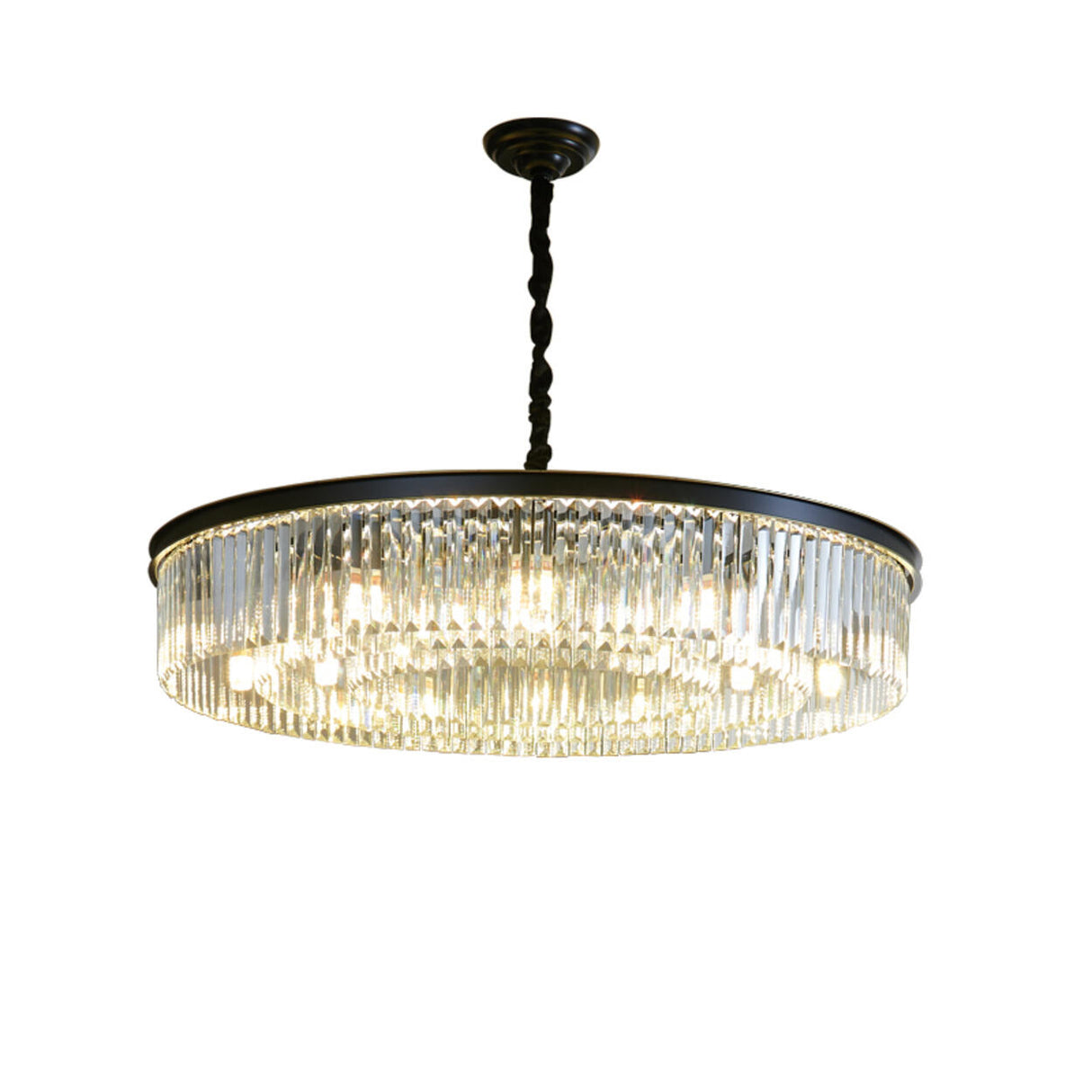 Modern Drum Adjustable Height Crystal Chandelier Image - 9