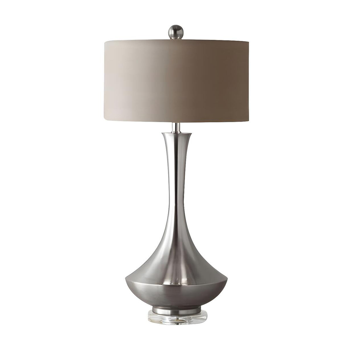 Modern Drum Fabric Shade Metal Vase Base Table Lamp Image - 5