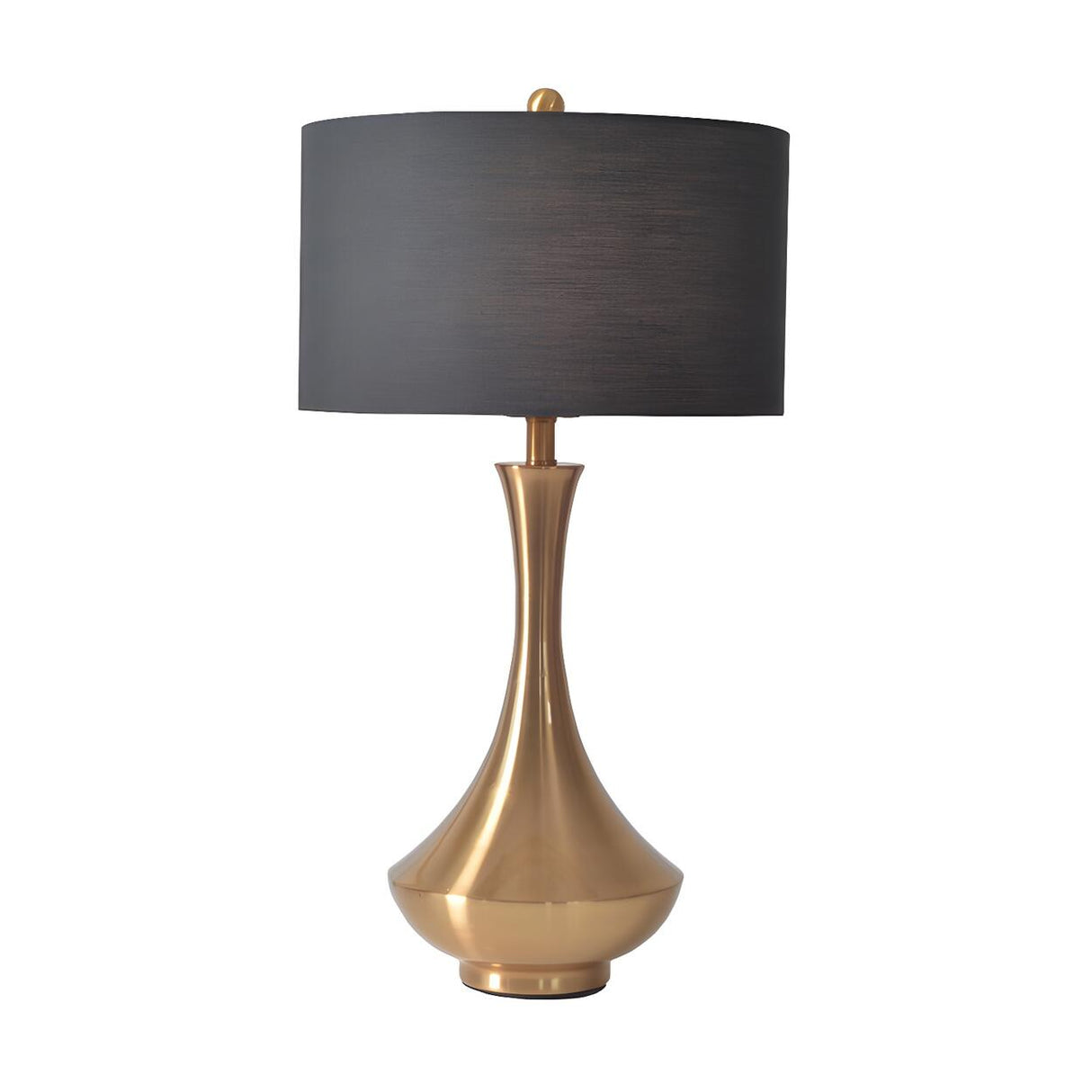 Modern Drum Fabric Shade Metal Vase Base Table Lamp Image - 6