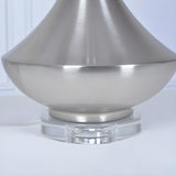 Modern Drum Fabric Shade Metal Vase Base Table Lamp Image - 9