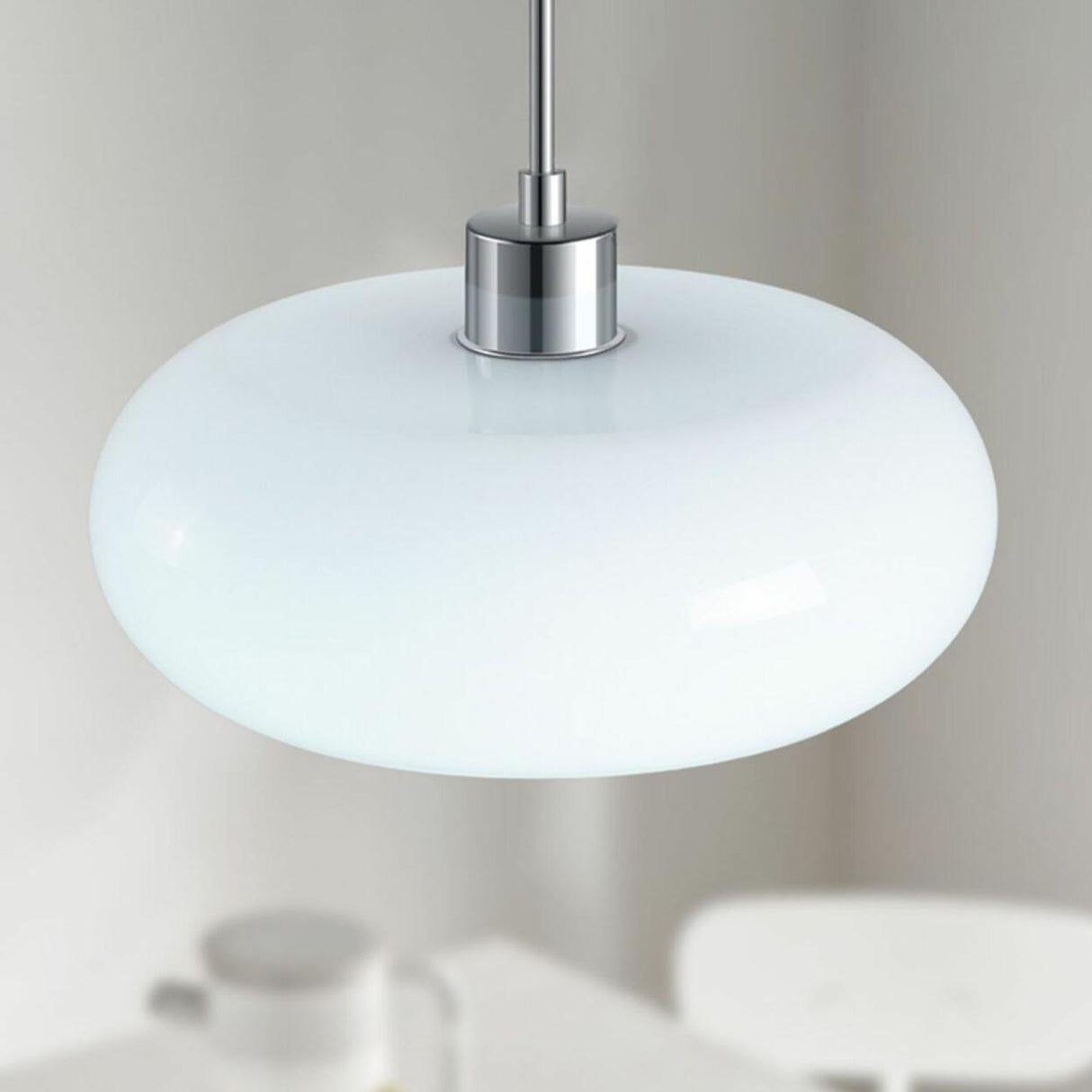 Modern Drum Glass Pendant Light Adjustable Hanging Length Image - 13