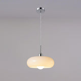 Modern Drum Glass Pendant Light Adjustable Hanging Length Image - 2