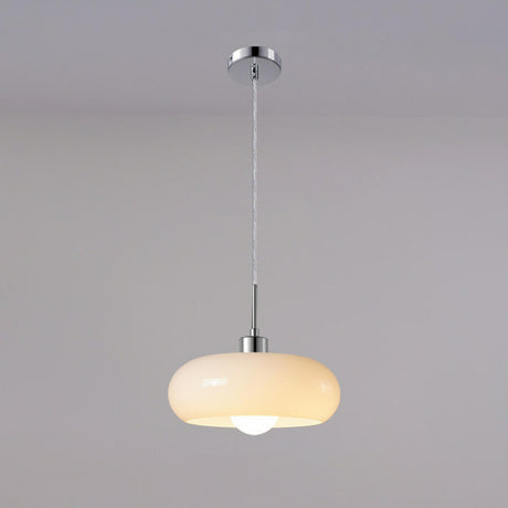 Modern Drum Glass Pendant Light Adjustable Hanging Length Image - 2