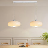 Modern Drum Glass Pendant Light Adjustable Hanging Length Image - 4