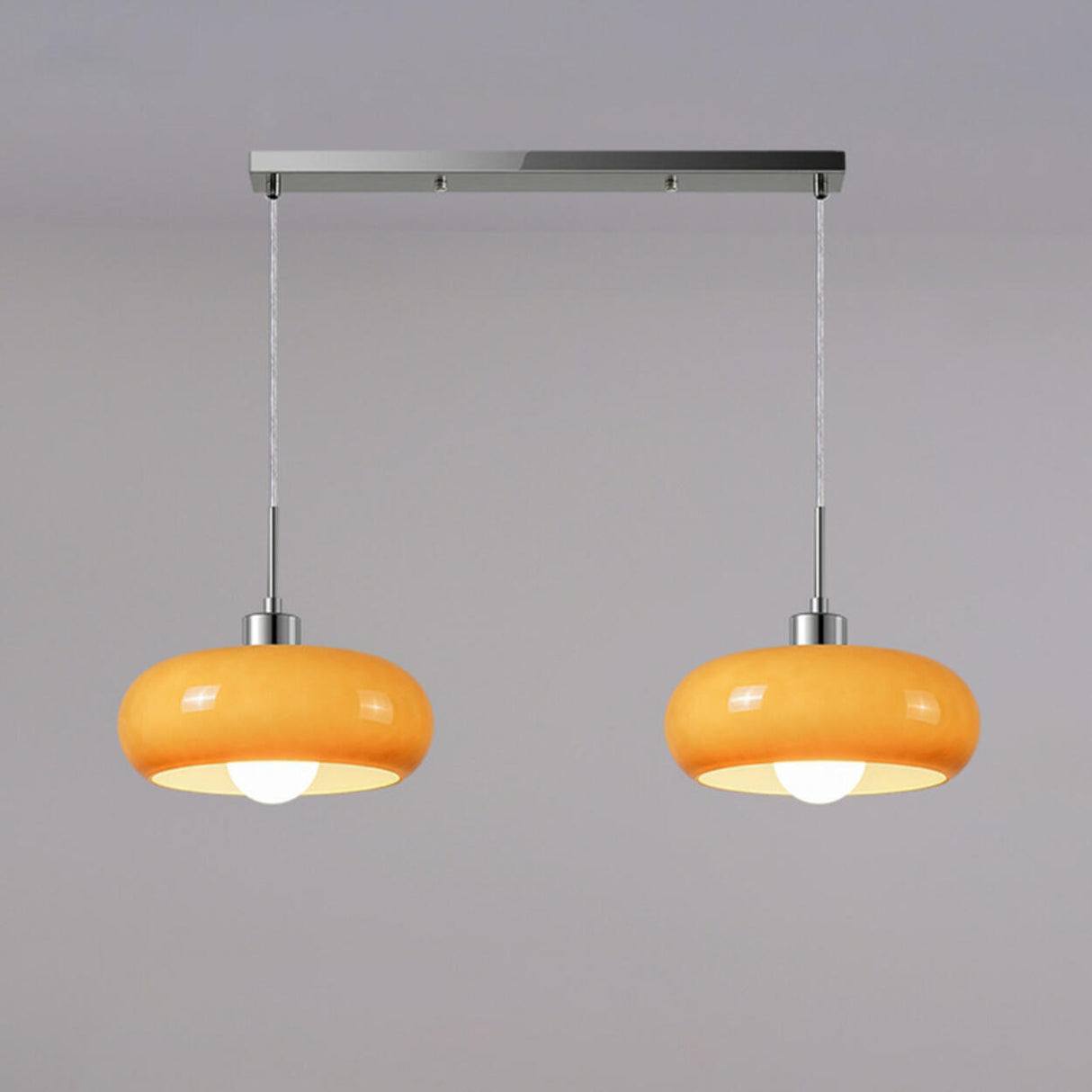 Modern Drum Glass Pendant Light Adjustable Hanging Length Image - 9