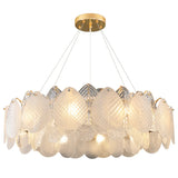 Modern Drum Leaf Clear Glass Chandelier Adjustable Height Image - 5