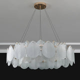 Modern Drum Leaf Clear Glass Chandelier Adjustable Height Image - 8