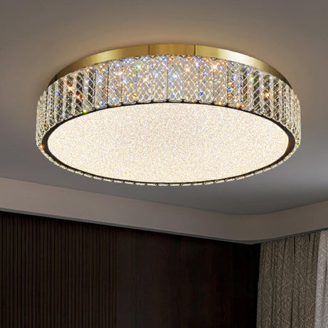 Modern Drum LED Crystal Flush Mount Ceiling Light Image - 1