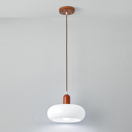 Modern Drum White Ribbed Glass Ceiling Pendant Light Image - 2