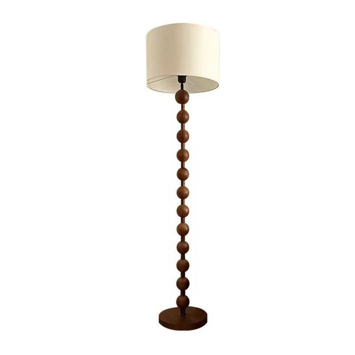 Modern Drum Wooden Spherical Column Floor Lamp Image - 5