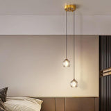 Modern Dual Clear Crystal Ball Bedroom Pendant Light Image - 1