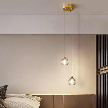 Modern Dual Clear Crystal Ball Bedroom Pendant Light Image - 1