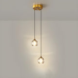 Modern Dual Clear Crystal Ball Bedroom Pendant Light Image - 10