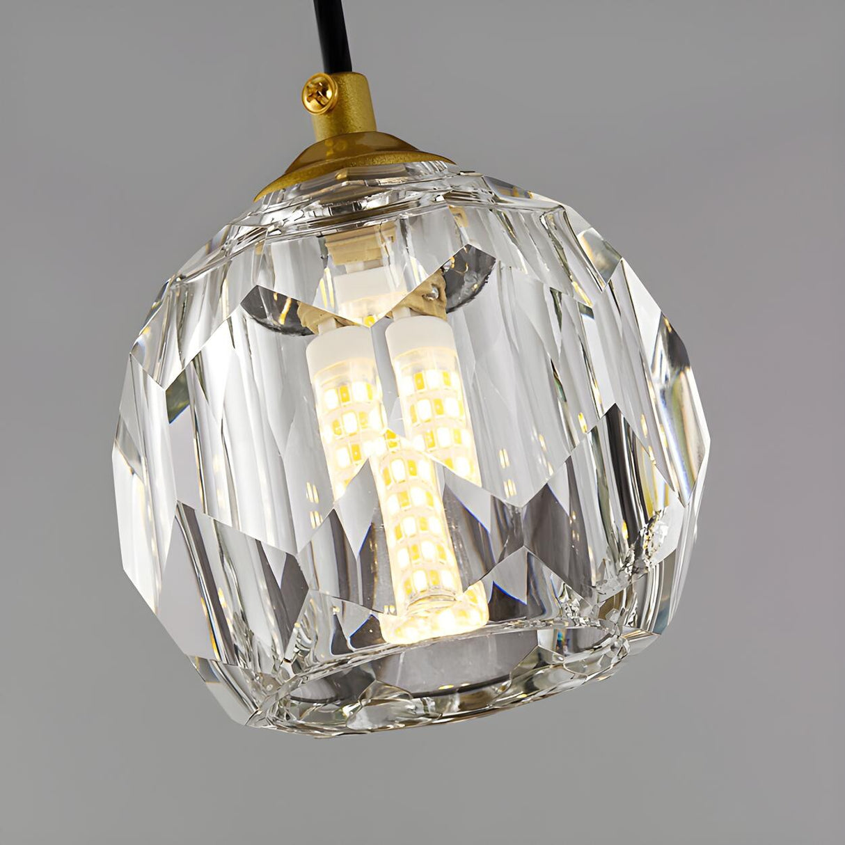 Modern Dual Clear Crystal Ball Bedroom Pendant Light Image - 12