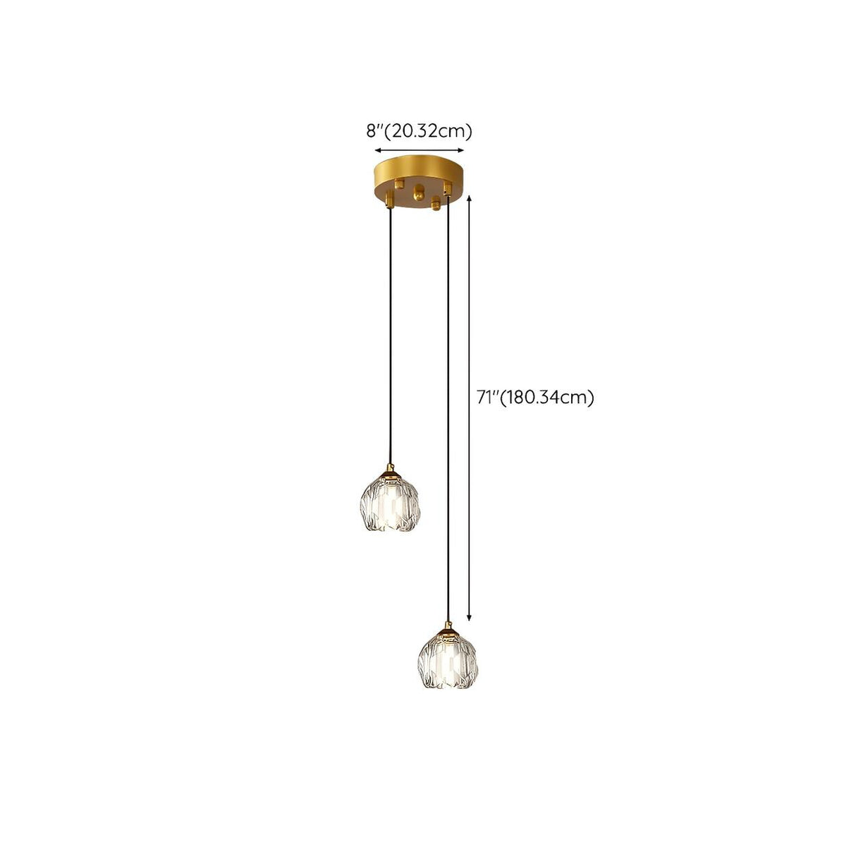 Modern Dual Clear Crystal Ball Bedroom Pendant Light Image - 15