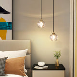 Modern Dual Clear Crystal Ball Bedroom Pendant Light Image - 3