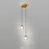 Modern Dual Clear Crystal Ball Bedroom Pendant Light Image - 7