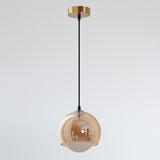 Modern Dual Layer Amber Glass Globe Pendant Light Image - 6