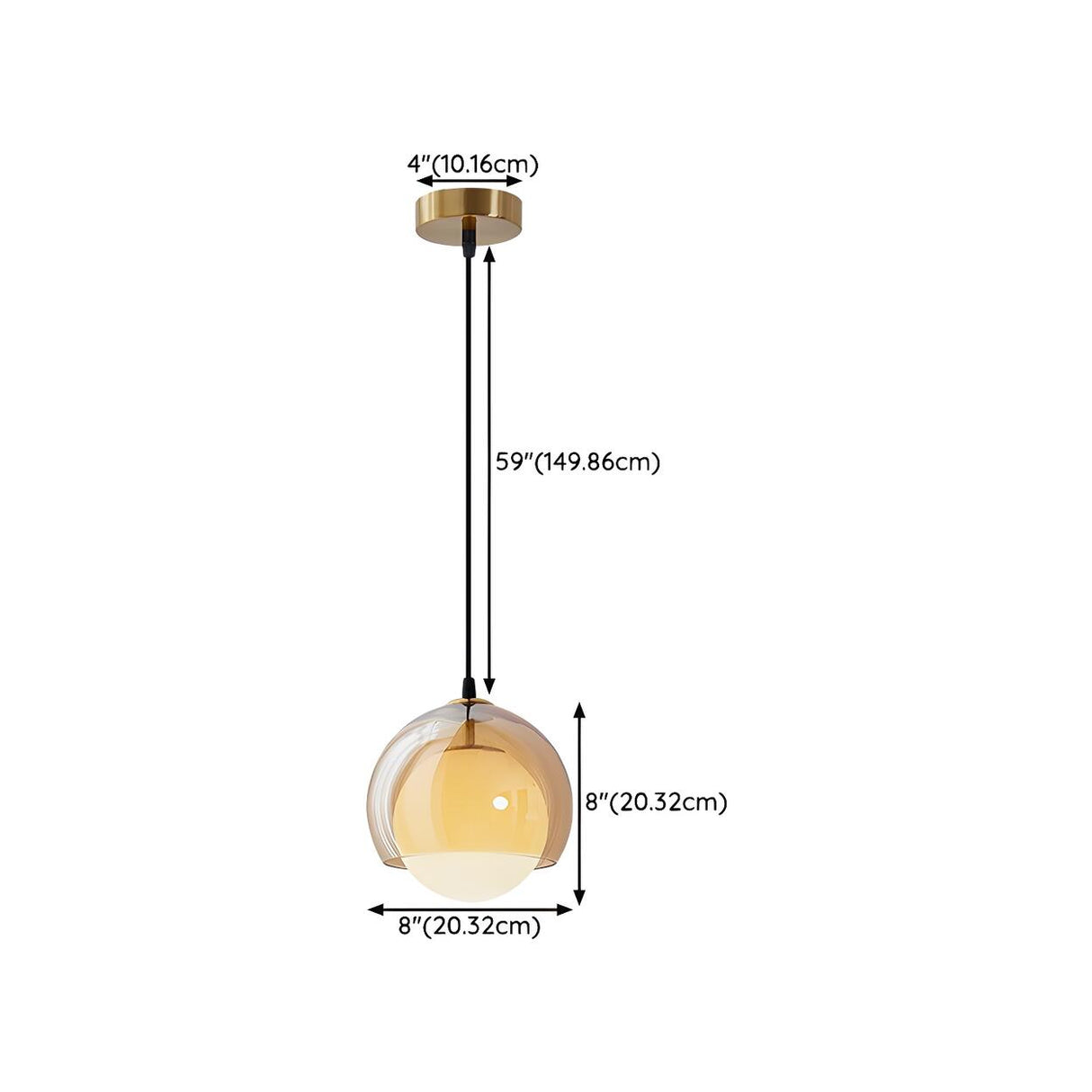 Modern Dual Layer Amber Glass Globe Pendant Light 