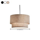 Modern Dual-Layer Fabric Drum Pendant Light Chandelier Image - 13