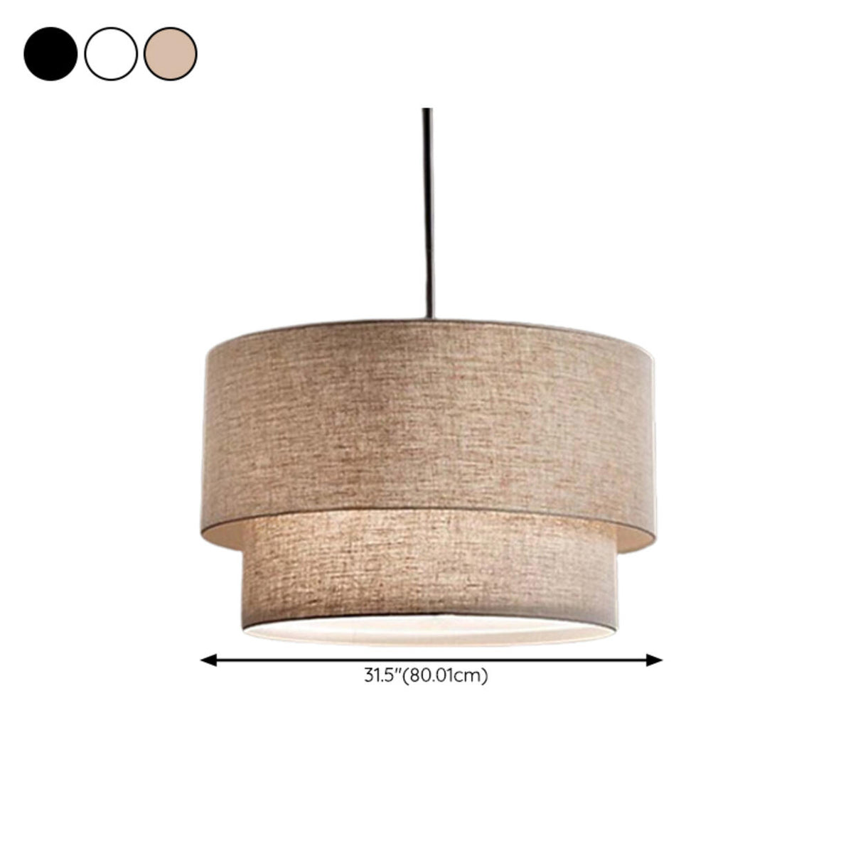 Modern Dual-Layer Fabric Drum Pendant Light Chandelier Image - 14