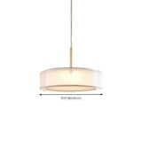 Modern Dual Layer White Drum Fabric Pendant Light Image - 10