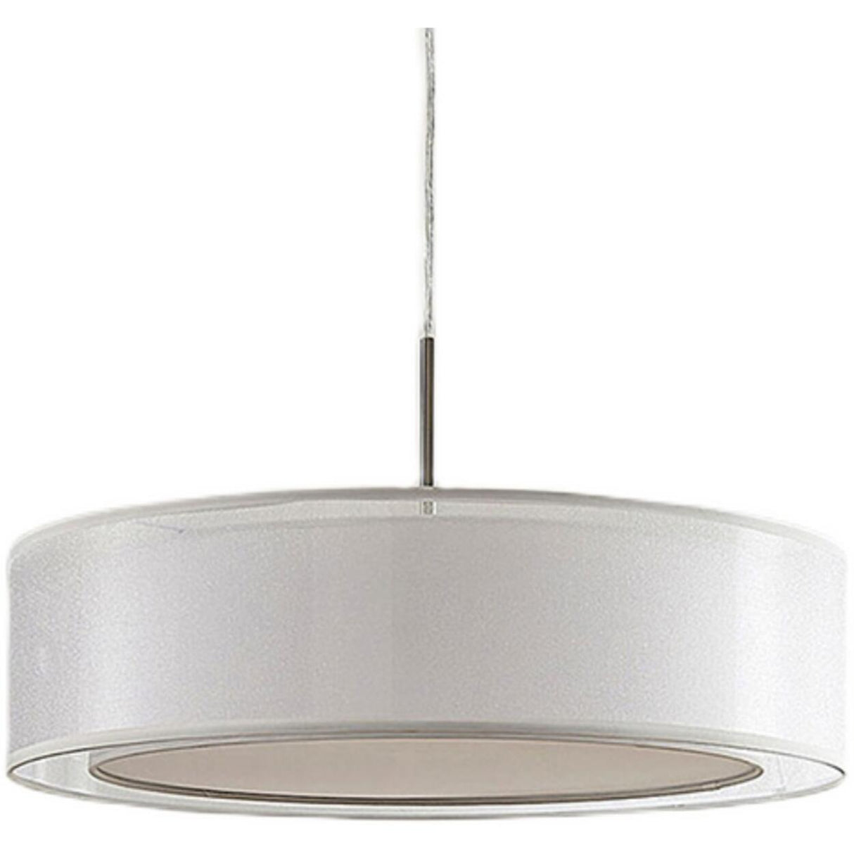 Modern Dual Layer White Drum Fabric Pendant Light Image - 5