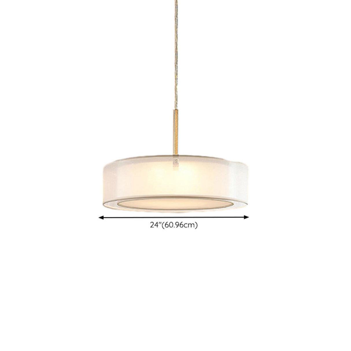 Modern Dual Layer White Drum Fabric Pendant Light Image - 9