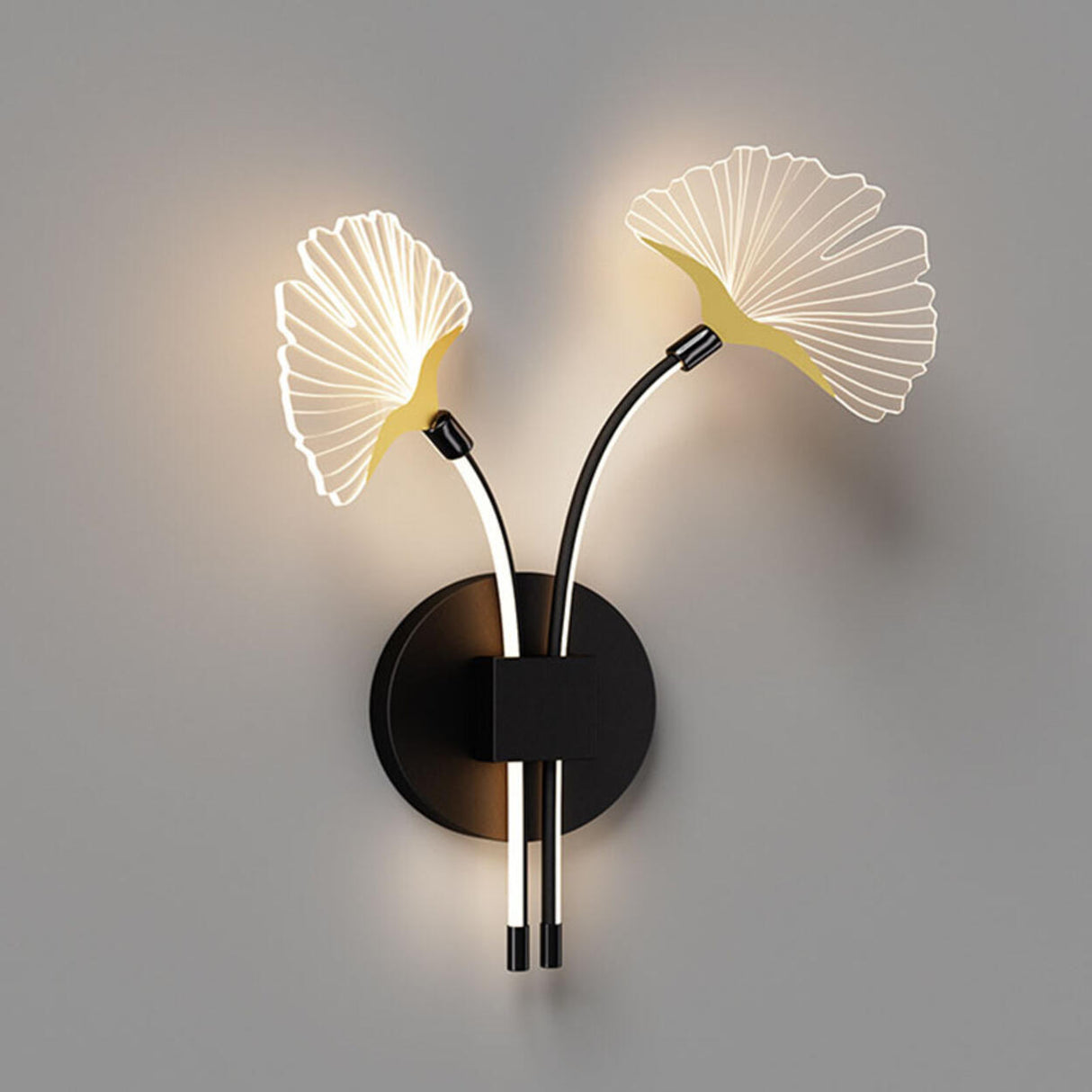 Modern Dual Leaf Bedside Metal LED Wall Sconce Image - 6