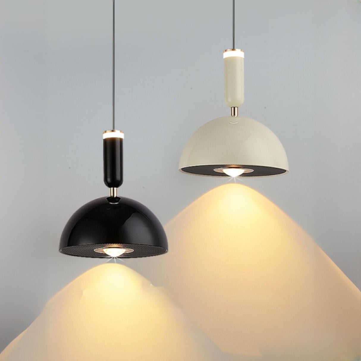 Modern Dual Light Dome Vaulted Metal Pendant Light Image - 10