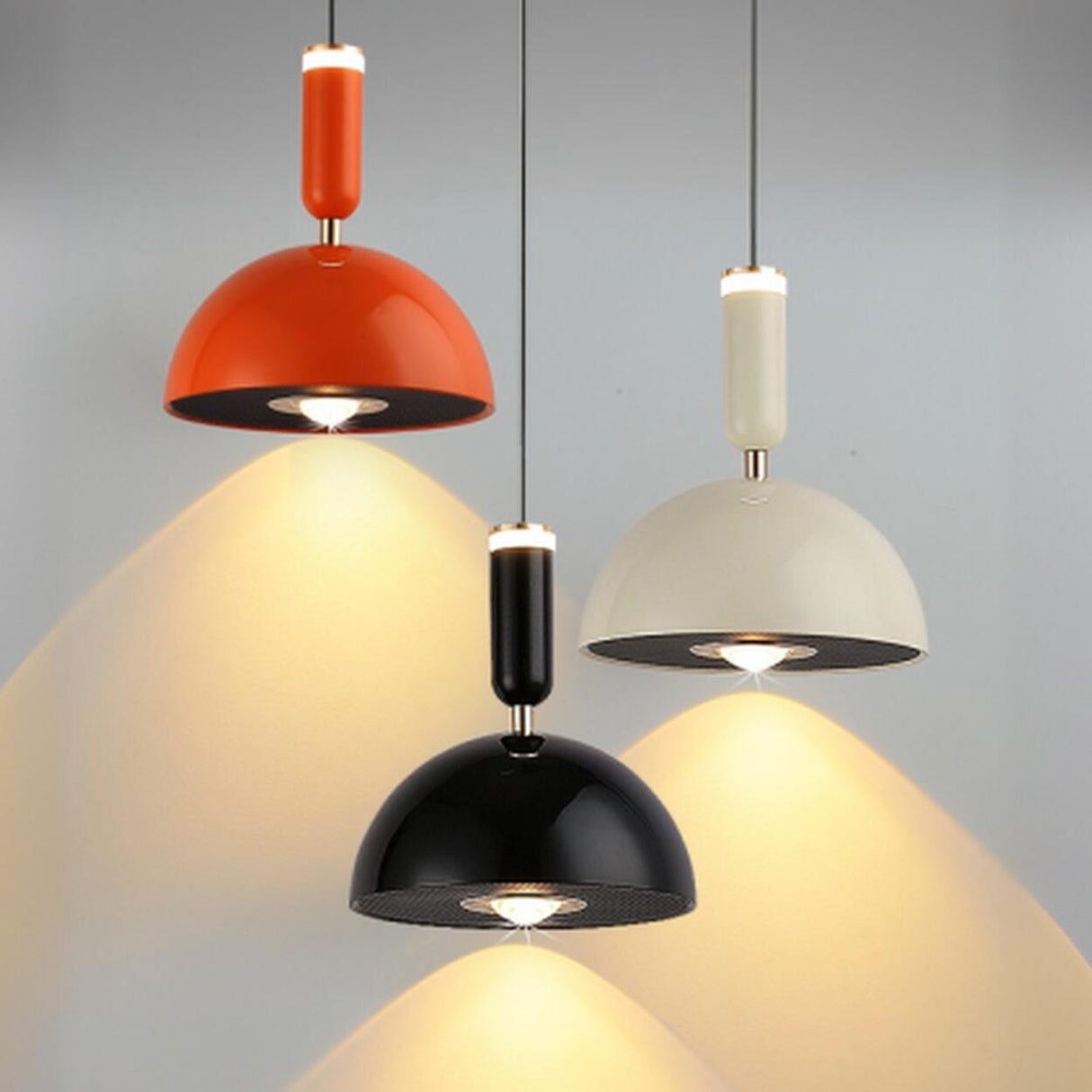 Modern Dual Light Dome Vaulted Metal Pendant Light Image - 15