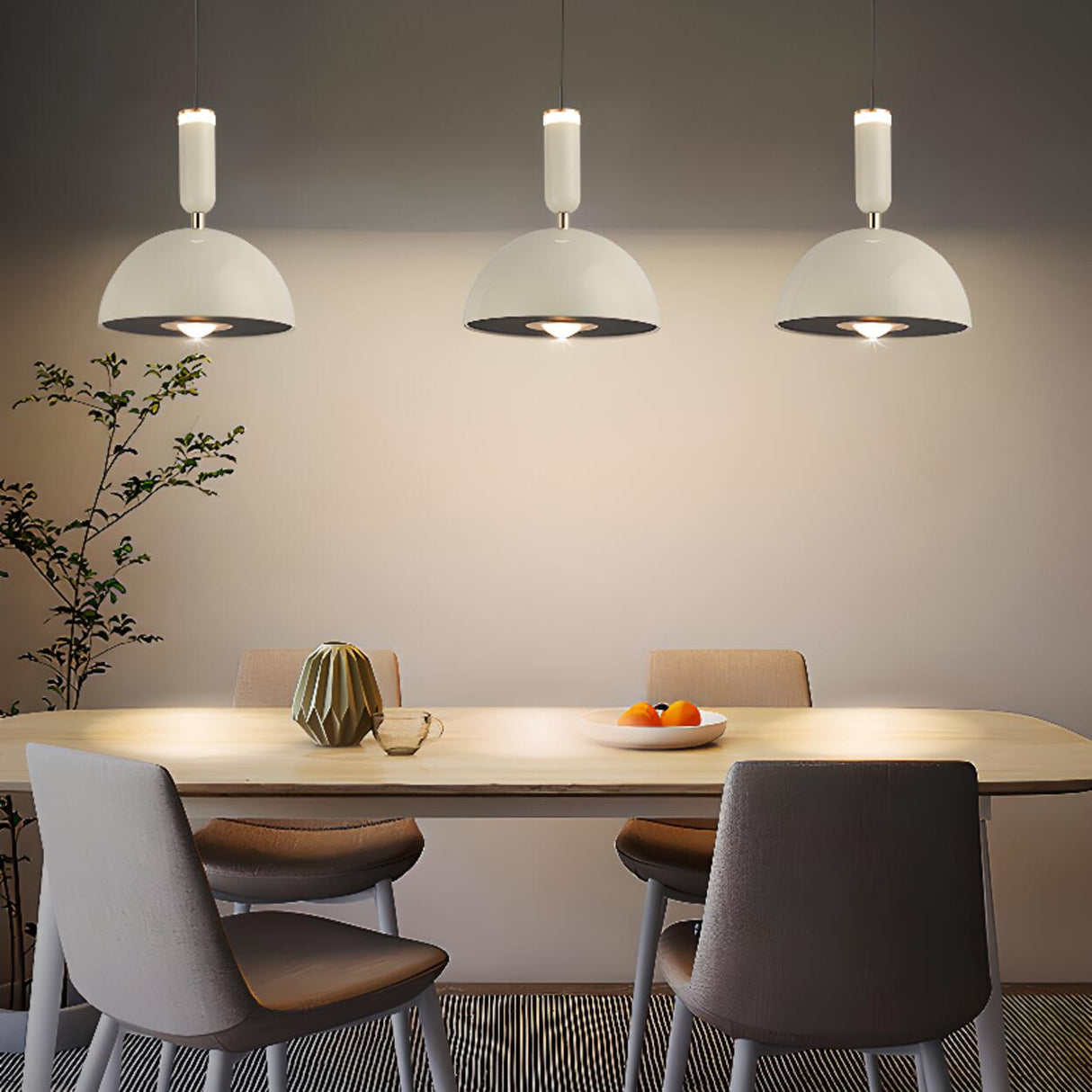 Modern Dual Light Dome Vaulted Metal Pendant Light Image - 4