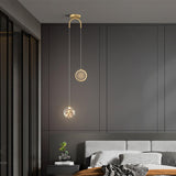 Modern Dual Light Glass Globe and Ring Bedroom Pendant Light Image - 1