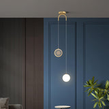 Modern Dual Light Glass Globe and Ring Bedroom Pendant Light Image - 14