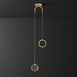 Modern Dual Light Glass Globe and Ring Bedroom Pendant Light Image - 9